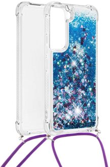 Lunso Backcover hoes met koord - Samsung Galaxy S22 - Glitter Blauw