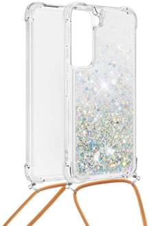 Lunso Backcover hoes met koord - Samsung Galaxy S22 - Glitter Goud Zilver