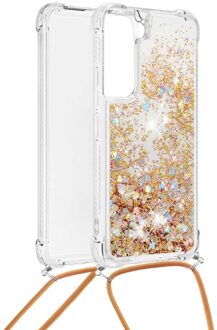 Lunso Backcover hoes met koord - Samsung Galaxy S22 - Glitter Goud