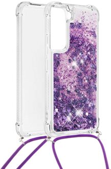 Lunso Backcover hoes met koord - Samsung Galaxy S22 - Glitter Paars