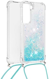 Lunso Backcover hoes met koord - Samsung Galaxy S22 Plus - Glitter Lichtblauw