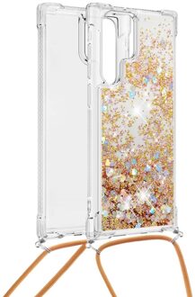 Lunso Backcover hoes met koord - Samsung Galaxy S22 Ultra - Glitter Goud