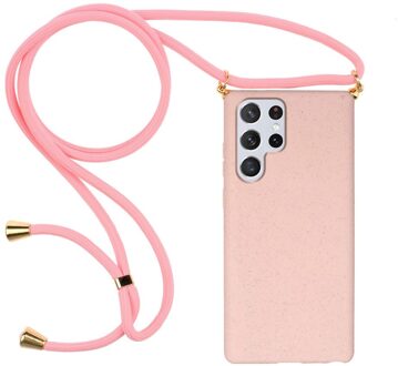 Lunso Backcover hoes met koord - Samsung Galaxy S22 Ultra - Roze