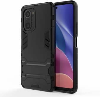 Lunso Double Armor backcover hoes met stand - Xiaomi Mi 11i / Poco F3 - Zwart