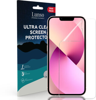 Lunso Duo Pack (2 stuks) Beschermfolie - Full Cover Screen Protector - iPhone 13 / iPhone 13 Pro Wit