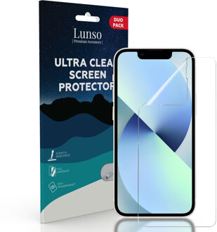 Lunso Duo Pack (2 stuks) Beschermfolie - Full Cover Screen Protector - iPhone 13 Mini Wit