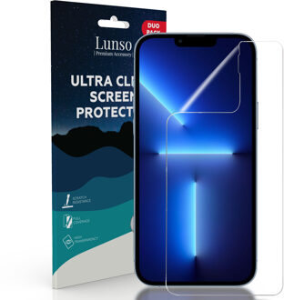Lunso Duo Pack (2 stuks) Beschermfolie - Full Cover Screen Protector - iPhone 13 Pro Max Wit