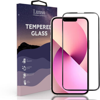 Lunso Gehard Beschermglas - Full Cover Tempered Glass - iPhone 13 / iPhone 13 Pro - Black Edge Zwart