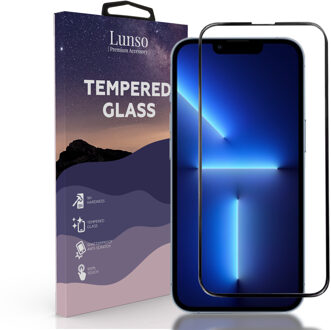 Lunso Gehard Beschermglas - Full Cover Tempered Glass - iPhone 13 Pro Max - Black Edge Zwart