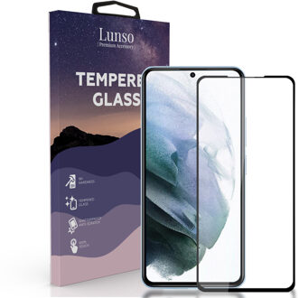 Lunso Gehard Beschermglas - Full Cover Tempered Glass - Samsung Galaxy S22 - Black Edge Zwart