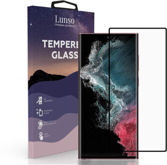Lunso Gehard Beschermglas - Full Cover Tempered Glass - Samsung Galaxy S22 Ultra - Black Edge Zwart