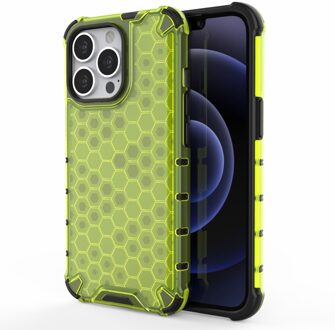 Lunso Honinggraat Armor Backcover hoes - iPhone 13 Pro - Fluor Geel