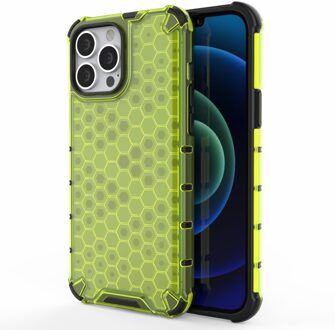 Lunso Honinggraat Armor Backcover hoes - iPhone 13 Pro Max - Fluor Geel