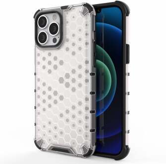 Lunso Honinggraat Armor Backcover hoes - iPhone 13 Pro Max - Wit