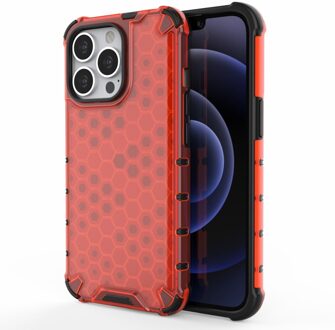 Lunso Honinggraat Armor Backcover hoes - iPhone 13 Pro - Rood