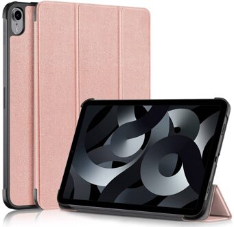 Lunso iPad 10 (2022) - Tri-Fold Bookcase hoes - Rose Goud