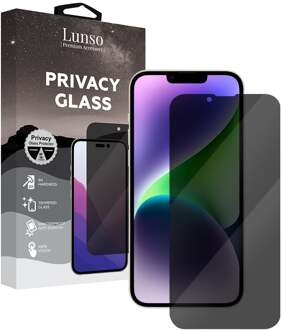 Lunso iPhone 14 Plus - Privacy Glass - Gehard beschermglas Wit
