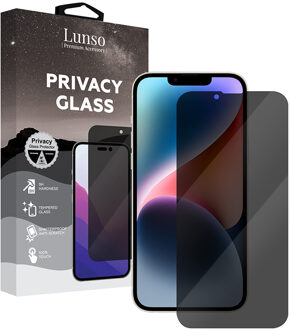 Lunso iPhone 14 - Privacy Glass - Gehard beschermglas Wit