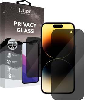 Lunso iPhone 14 Pro - Privacy Glass - Gehard beschermglas Wit