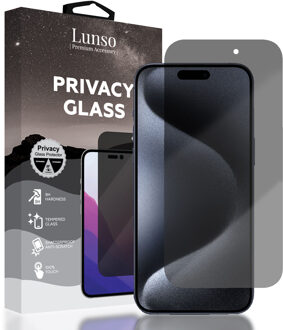 Lunso iPhone 15 / 15 Pro - Privacy Glass - Screen protector Wit