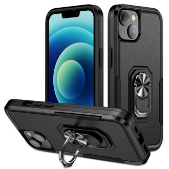 Lunso iPhone 15 - Armor backcover hoes met ringhouder - Zwart