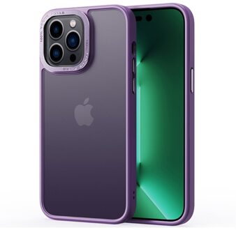 Lunso iPhone 15 - Back cover hoesje - Metalen ring Paars