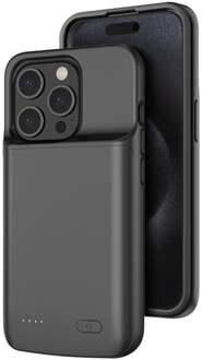 Lunso iPhone 15 case - Powerbank hoesje - 6000 mAh - Zwart