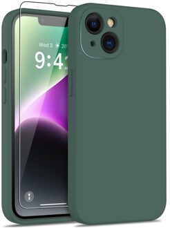 Lunso iPhone 15 - Hoesje Flexibel silicone Backcover - Donkergroen