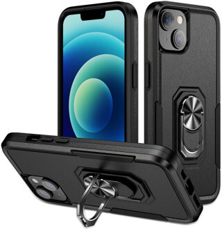 Lunso iPhone 15 Plus - Armor backcover hoes met ringhouder - Zwart
