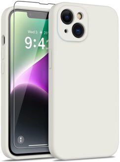 Lunso iPhone 15 Plus - Hoesje Flexibel silicone Backcover - Beige Wit