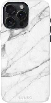 Lunso iPhone 15 Pro Back cover hoesje Magsafe - Marble Vana Zwart, Wit
