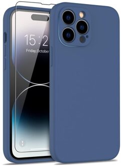 Lunso iPhone 15 Pro - Hoesje Flexibel silicone Backcover - Donkerblauw