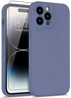 Lunso iPhone 15 Pro - Hoesje Flexibel silicone Backcover - Lavendel Blauw, Paars