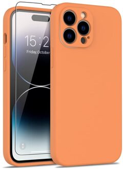 Lunso iPhone 15 Pro - Hoesje Flexibel silicone Backcover - Oranje