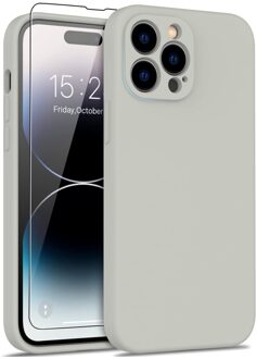 Lunso iPhone 15 Pro Max - Hoesje Flexibel silicone Backcover - Beige Wit, Grijs