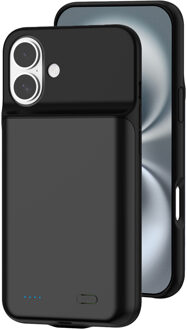 Lunso iPhone 16 Plus case - Powerbank hoesje 7000 mAh - Zwart