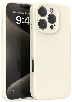 Lunso iPhone 16 Pro hoesje - Flexibel siliconen Backcover - Beige Wit