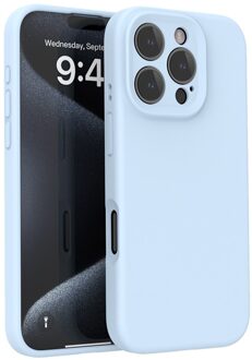 Lunso iPhone 16 Pro Max hoesje - Flexibel siliconen Backcover - Baby Blauw