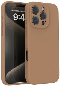 Lunso iPhone 16 Pro Max hoesje - Flexibel siliconen Backcover - Bruin