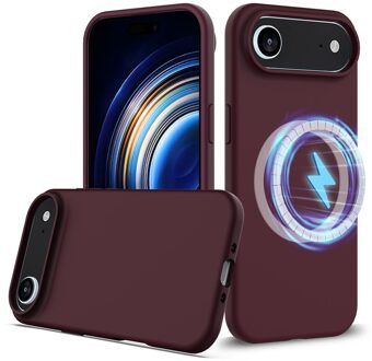 Lunso iPhone 17 Air hoesje - Flexibel siliconen Backcover met MagSafe - Bordeaux Rood