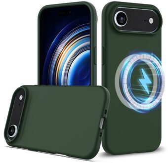 Lunso iPhone 17 Air hoesje - Flexibel siliconen Backcover met MagSafe - Groen