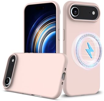 Lunso iPhone 17 Air hoesje - Flexibel siliconen Backcover met MagSafe - Lichtroze