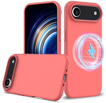Lunso iPhone 17 Air hoesje - Flexibel siliconen Backcover met MagSafe - Roze