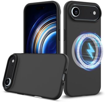 Lunso iPhone 17 Air hoesje - Flexibel siliconen Backcover met MagSafe - Zwart