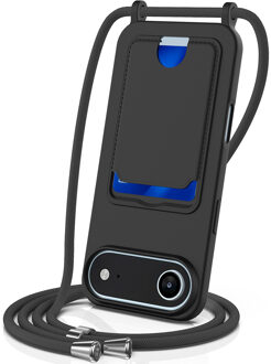 Lunso iPhone 17 Air - Telefoonhoes met koord en kaarthouder - Zwart
