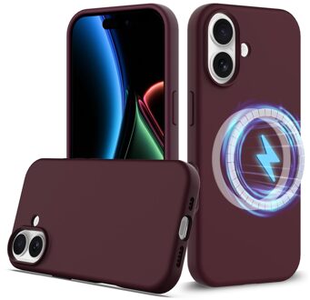 Lunso iPhone 17 hoesje - Flexibel siliconen Backcover met MagSafe - Bordeaux Rood