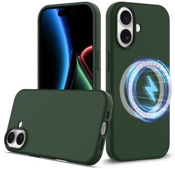 Lunso iPhone 17 hoesje - Flexibel siliconen Backcover met MagSafe - Groen