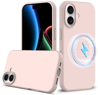 Lunso iPhone 17 hoesje - Flexibel siliconen Backcover met MagSafe - Lichtroze