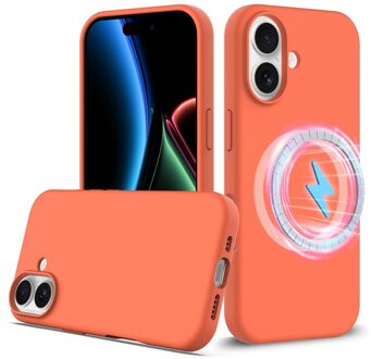 Lunso iPhone 17 hoesje - Flexibel siliconen Backcover met MagSafe - Oranje