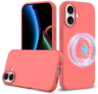Lunso iPhone 17 hoesje - Flexibel siliconen Backcover met MagSafe - Roze